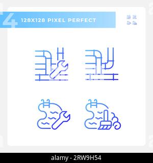 2D gradient blue plumbing icons collection Stock Vector