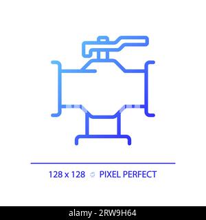 2D simple thin linear blue gradient pipeline with valve icon Stock Vector