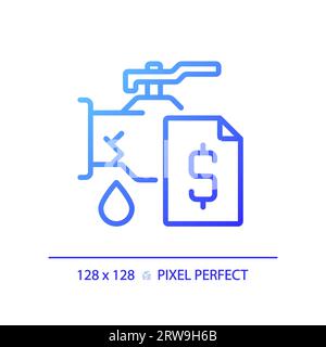 2D thin linear blue gradient pipe leakage with dollar icon Stock Vector