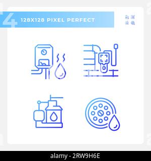 2D gradient plumbing thin line icons set Stock Vector