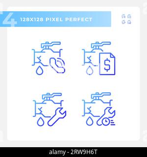 Gradient thin linear plumbing icons set Stock Vector