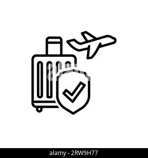 Travel insurance icon. Thin line travel insurance icon from travel and trip collection. Outline vector isolated on white background. Editable travel i Stock Vector