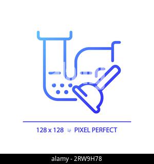 2D thin linear blue gradient drain blockage and plunger icon Stock Vector