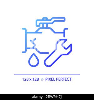 2D simple thin linear blue gradient pipeline leakage icon Stock Vector