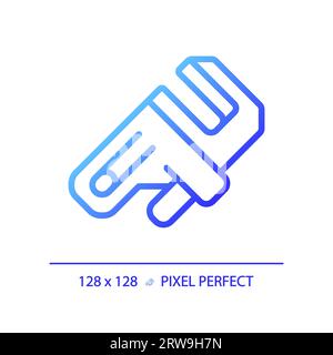 2D simple thin linear blue gradient adjustable wrench icon Stock Vector