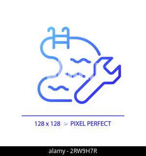 2D simple blue gradient swimming pool maintenance icon Stock Vector