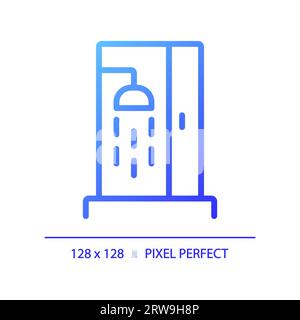 2D simple thin linear blue gradient shower icon Stock Vector