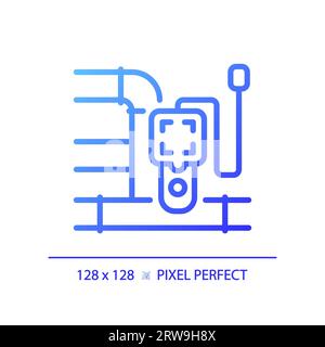 2D simple thin linear blue gradient pipeline and device icon Stock Vector