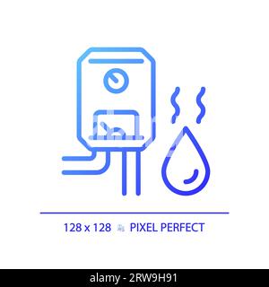 2D simple thin linear blue gradient water heater icon Stock Vector