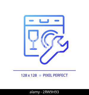 2D simple thin linear dishwasher blue gradient icon Stock Vector