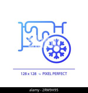 2D simple thin linear blue gradient cold water pipeline icon Stock Vector