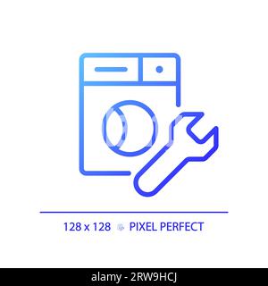 2D thin linear blue gradient washing machine repair icon Stock Vector