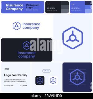 Insurance company branding template with safe box logo Stock Vector