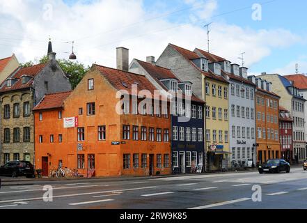 Colorful old buildings on Torvegade street in Christianshavn , Copenhagen, Denmark. Stock Photo