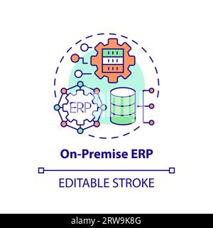 2D customizable on-premise ERP line icon concept Stock Vector
