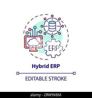 2D customizable hybrid ERP line icon concept Stock Vector