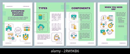 2D brochure with ERP linear icons Stock Vector