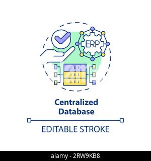 2D customizable centralized database line icon concept Stock Vector