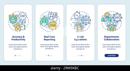 Walkthrough ERP with colorful linear icons concept Stock Vector