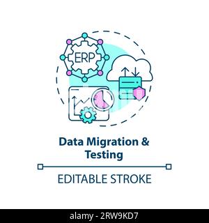 2D data migration and testing line icon concept Stock Vector