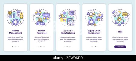 Walkthrough ERP with thin linear icons concept Stock Vector