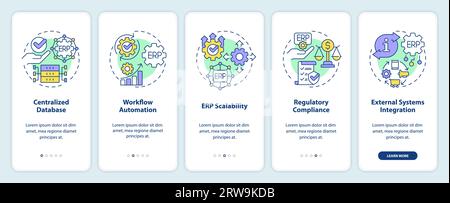 Walkthrough ERP with linear icons concept Stock Vector