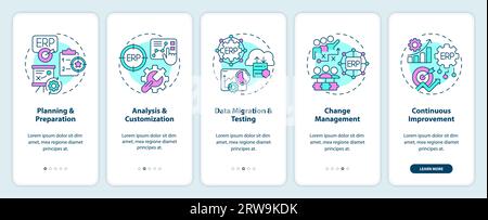 Walkthrough ERP with thin line icons concept Stock Vector