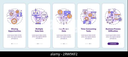 Walkthrough ERP with multicolor linear icons concept Stock Vector