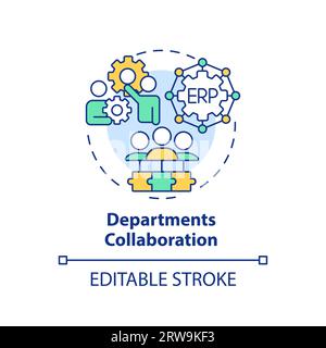 2D department collaborations line icon concept Stock Vector
