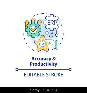 2D accuracy and productivity line icon concept Stock Vector
