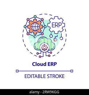 2D customizable cloud ERP line icon concept Stock Vector