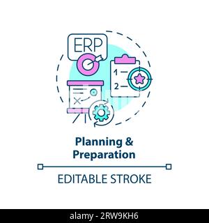 2D planning and preparation line icon concept Stock Vector