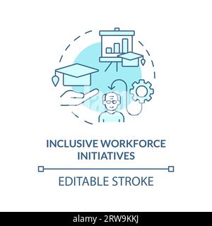 2D inclusive workforce initiatives blue icon concept Stock Vector