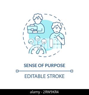 2D customizable sense of purpose blue icon concept Stock Vector