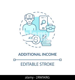 2D customizable additional income blue icon concept Stock Vector