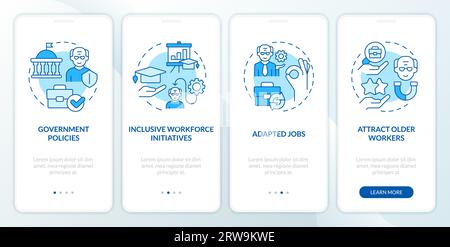 Walkthrough unretirement with blue line icons concept Stock Vector