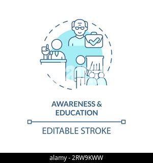 2D awareness and education blue icon concept Stock Vector