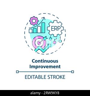 2D customizable continuous improvement line icon concept Stock Vector