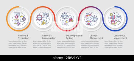 2D colorful ERP layout with thin line icons Stock Vector