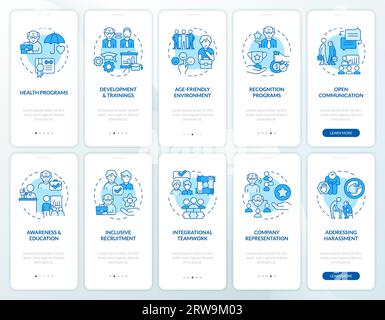 Walkthrough unretirement with linear icons concept Stock Vector