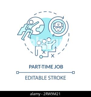 2D customizable part-time job blue icon concept Stock Vector