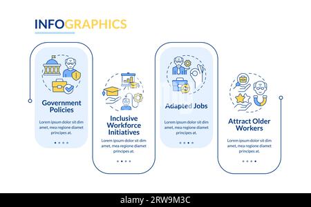 Unretirement layout with thin line icons concept Stock Vector