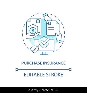 2D purchase insurance blue line icon concept Stock Vector