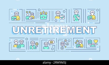 Unretirement text with multicolor thin line icons Stock Vector
