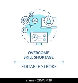 2D customizable overcome skill shortage blue icon concept Stock Vector