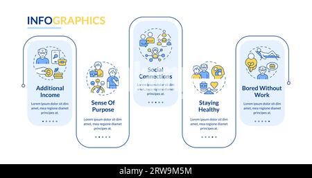 Multicolor unretirement layout with linear icons Stock Vector