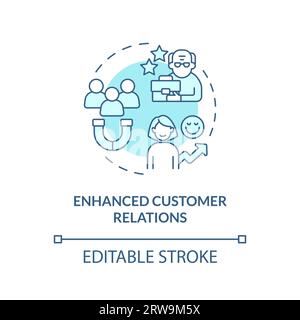 2D enhanced customer relations blue icon concept Stock Vector
