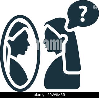 Self-reflection icon. Monochrome simple sign from mental health collection. Self-reflection icon for logo, templates, web design and infographics. Stock Vector