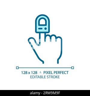 Pulse oximeter pixel perfect light blue icon Stock Vector