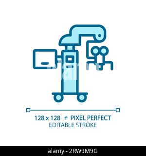 Surgical microscope pixel perfect light blue icon Stock Vector